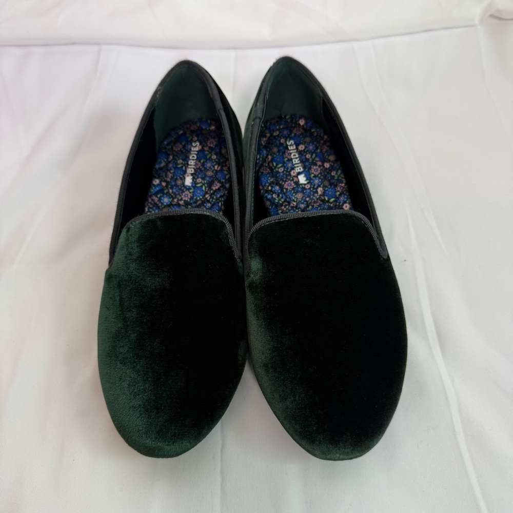 Birdies The Starling Green Velvet Flats Size 5